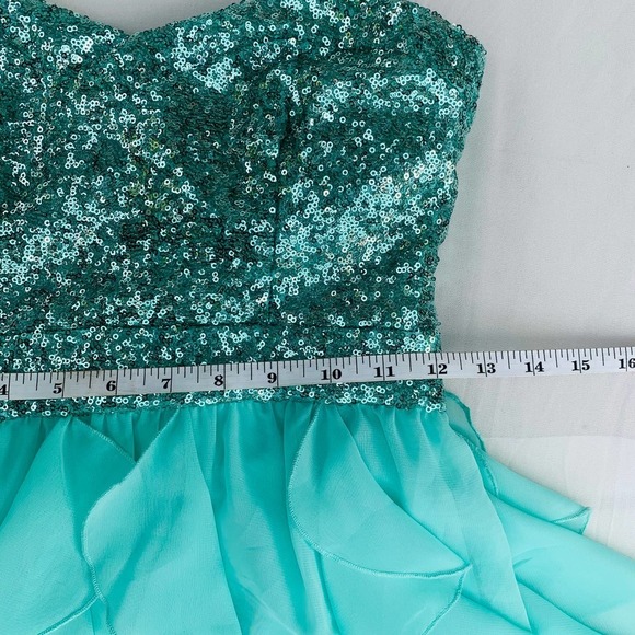 WINDSOR Sequin Bodice Strapless Ruffle Mini Dress - Picture 3 of 8